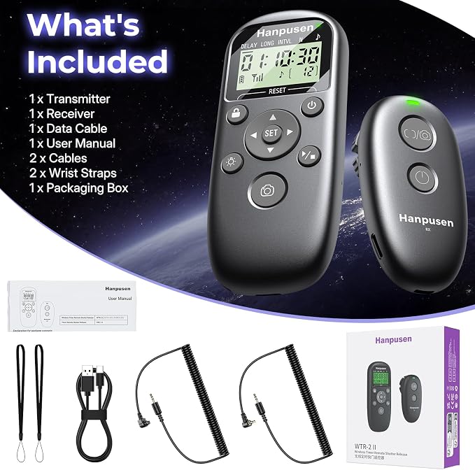 for Canon Camera Rechargeable Wireless Intervalometer Shutter Release | Time-Lapse & Bulb Exposure Interval Timer Remote Control with OLED Display for Canon R6 II/R50 V/R100/R8/R7/R6/R5/R10/T7/T7i - Image 9