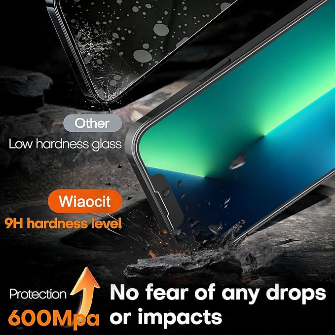 Wiaocit Tempered Glass Screen Protector for iPhone 13 Pro Max | 3+3 Pack, 9H Hardness, Camera Lens Protector, Installation Frame, Bubble Free, Case Friendly - Image 3