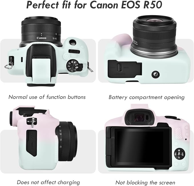 Rieibi EOSR50 EOS R50 Case, Soft Silicone Protective Case for Canon EOS R50 EOSR50 Vlogging Camera, Lightweight EOS R50 Camera Case Cover Grip Body Skin - Gradient - Image 3