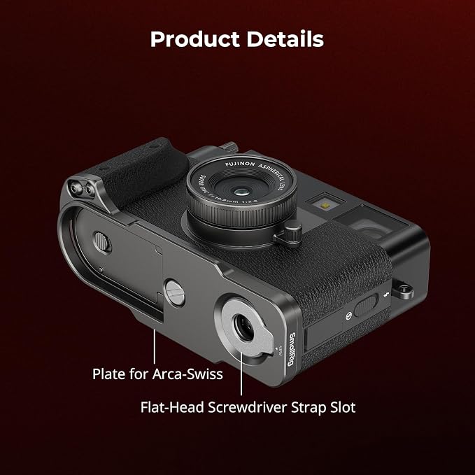 SmallRig X Half L-Shaped Grip for FUJIFILM X Half Camera, Built-in Quick Release Plate for Arca, Lightweight Ergonomic Silicone Handle with Hot Shoe Cover (Charcoal Silver) - 5217 - Image 8