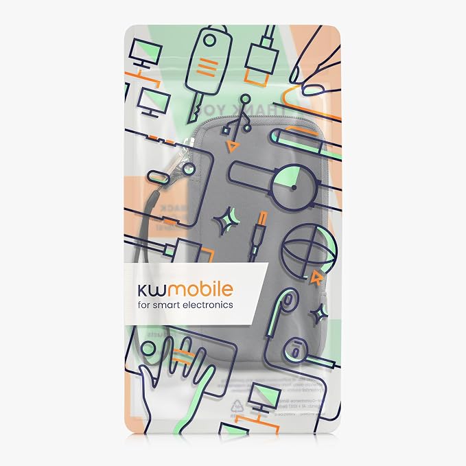 kwmobile Universal Phone Pouch Size XXL - 7" - Neoprene Smartphone Pouch with Zip - Water-Repellent Mobile Phone Case - Sleeve in Blue Grey - Image 7