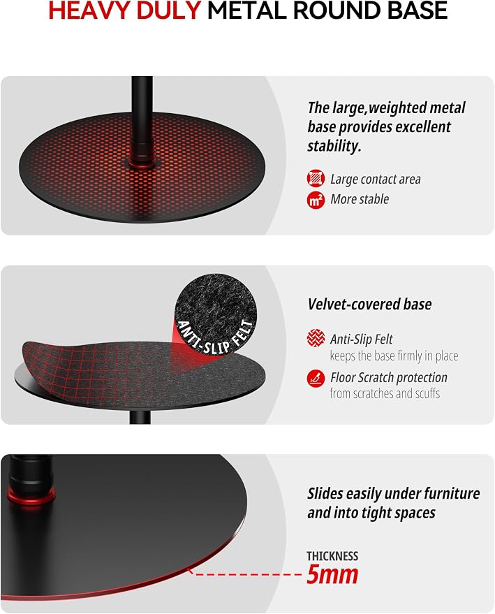 IFOOTAGE RB-A400-Pe Projector Stand with Round Base Monopod | 79" Heavy Duty Camera & Light Stand, 22lb Load Capacity, Space Saving Floor Stand with 1/4" & 3/8" Mount for Projector - Image 7