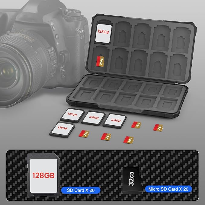 HEIYING SD Card Holder with 40 Precise Slots for SDXC SDHC Micro SD Cards | Portable SD Card Case, Hard ABS Shell with Soft Silicone Lining, Precise Card Slots,Magnetic Closure for Neat Storage - Image 2