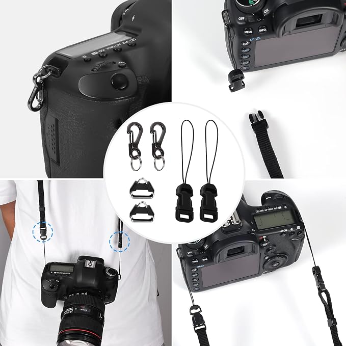 6pcs Camera Quick Release Strap, Adjustable Quick Release Buckle for Camera Strap Quick Release Clips Connector Buckles Connect Adapter to Camera Neck Strap (Black) - Image 6