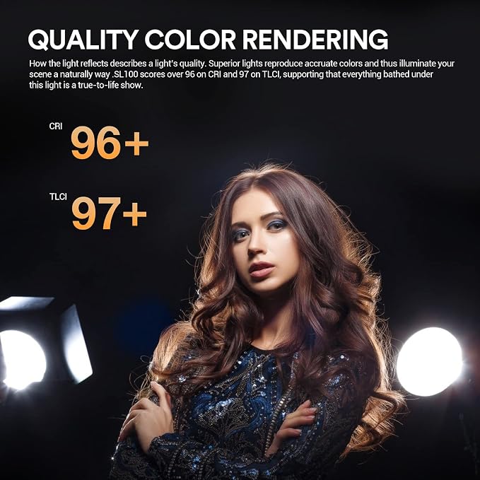 Godox SL100D LED Video Light,100W TLCI≥97 CRI≥96,5600K Continuous Lighting, 8 FX Lighting Effects, 32100Lux @1M Bowens Mount COB LED Continuous Light for Video Shooting,Content Creating,Photography - Image 4