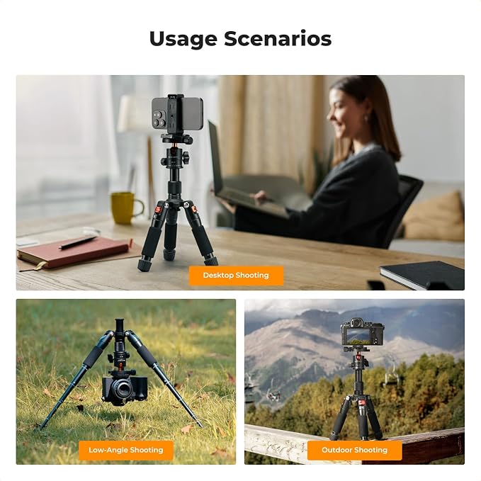 K&F CONCEPT 20.5" Mini Desktop Tripod | 360 Degree Ball Head, 1/4 inch Quick Release Plate, For Camera Video Camcorder, Load up to 13.22 lbs/6 KG. S225A0+BH-25L - Image 8