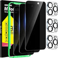 Milomdoi Privacy Screen Protector for iPhone 15 Pro Max, Tempered Glass | 3+3 Pack, 9H+ Hardness, Camera Lens Protector, Military Grade Shatterproof, Easy Installation, No Bubbles, Case Friendly by Milomdoi