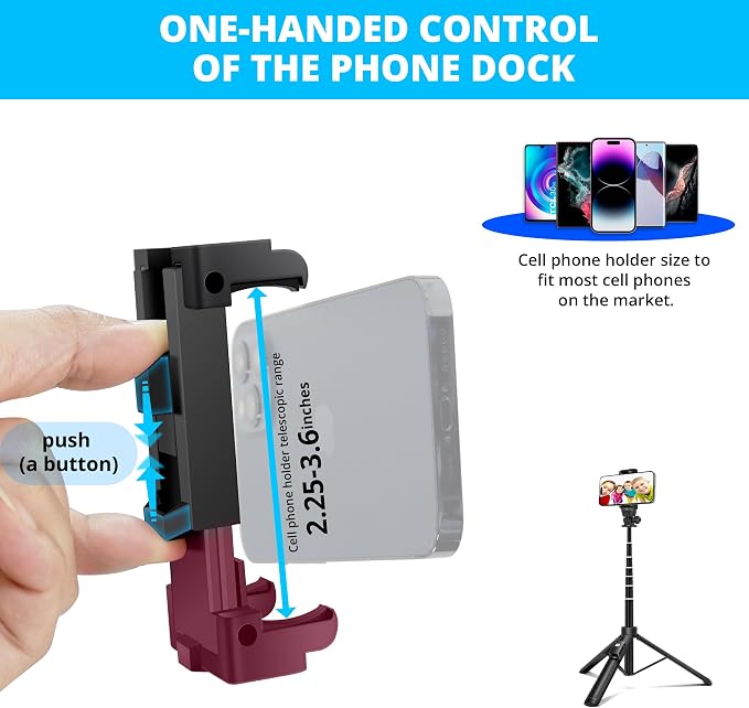 BZE 62 inches Extendable Selfie Stick Tripod with Wireless Remote & Phone Holder, Portable Aluminum Alloy 3 in 1 Stand for Group Photos, Vlogging & Travel Compatible with All Smartphones - Image 6