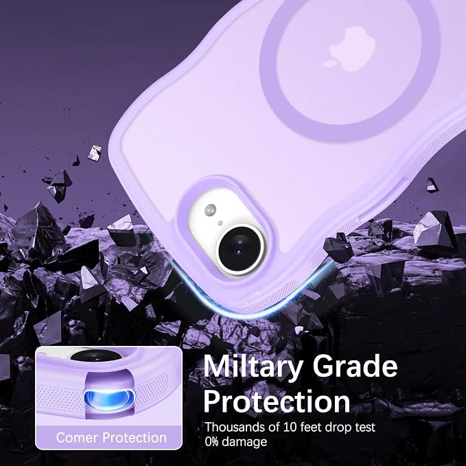 BENTOBEN Magnetic for iPhone 17e Case,Cute Wavy Frame [Compatible with MagSafe] Translucent Matte Anti-Slip Bumper Women Girls Boys Men Shockproof Drop Protective Cover for iPhone 17e,Light Purple - Image 4