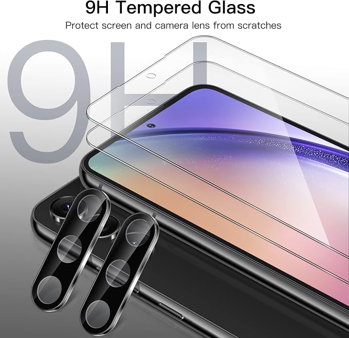 JETech Screen Protector for Galaxy A54, with Camera Lens Protector, 2+2Pack | HD Clear Tempered Glass, Anti-Scratch Protection - Image 4
