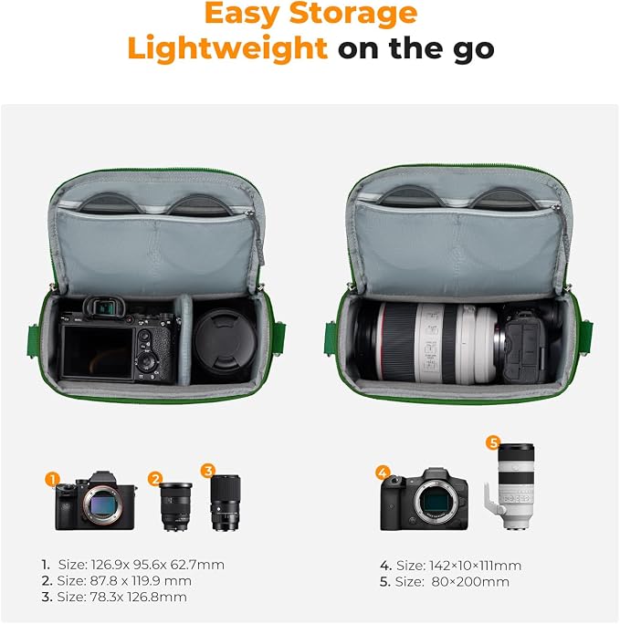 K&F CONCEPT Camera Sling Bag Small Crossbody Case | For DSLR/SLR Camera, Cute & Compact, Shoulder Photography Bags, Compatible for Canon/Nikon/Sony, BS09 - Image 3