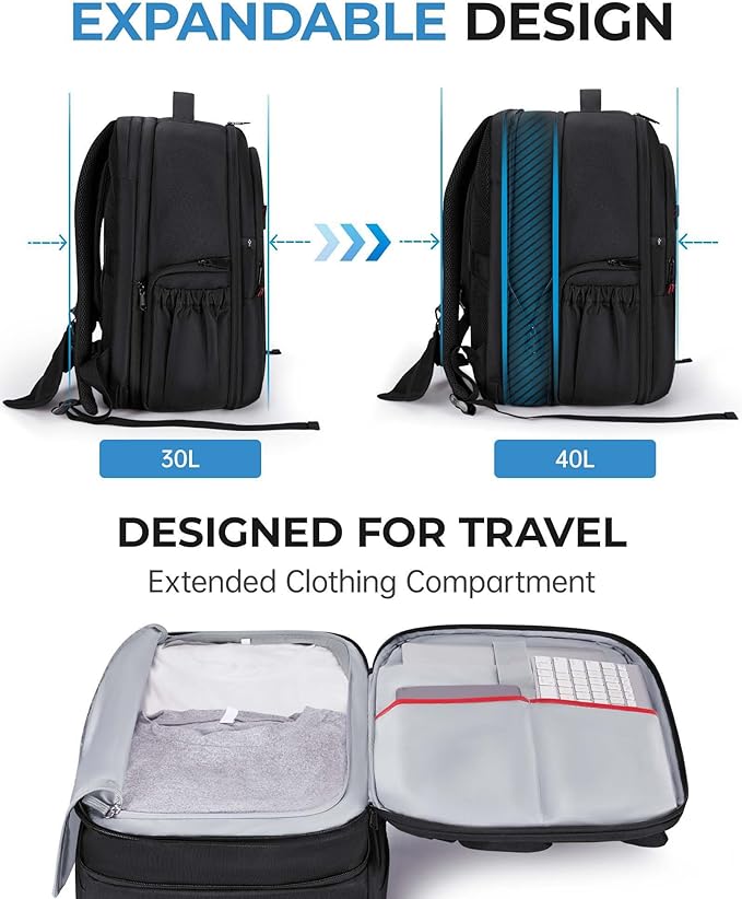 BAGSMART Camera Bag for DSLR, Waterproof Camera Backpacks for Photographers, Camera Case with Laptop Compartment-15.6" Black - Image 2