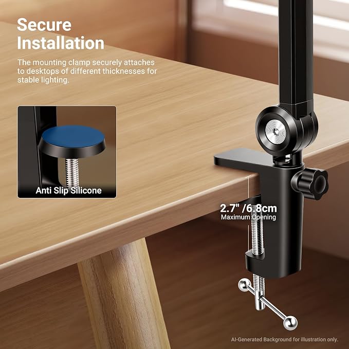 NEEWER Basics 2 Pack 10.5" Streaming Key Lighting, 3000-6500K 15W Full Screen LED Panel Ring Light with Adjustable Arm Stand Desk Clamp Timer for Laptop Computer Video Conference Zoom Makeup, R10 - Image 6