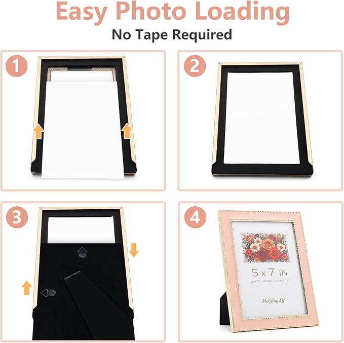 Premium Metal Picture Frame 5x7 Inches with Velvet Back Cover - Elegant and Durable Photo Frame for Displaying Cherished Memories, Perfect as Desk Decor, Home Office Accessory,Pink picture frame - Image 5