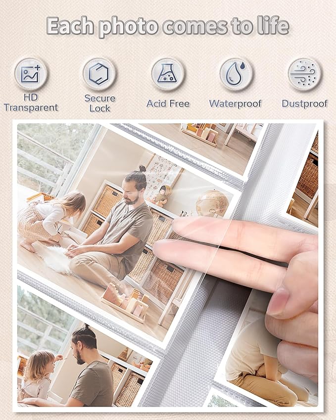 Artfeel Photo Album 4x6 with 100 Pockets,Slip-in Picture Albums,Linen Cover Memory Book with Front Window,White Page Vertical Photo Book for Wedding,Family,Anniversare,Baby,Vacation - Image 4
