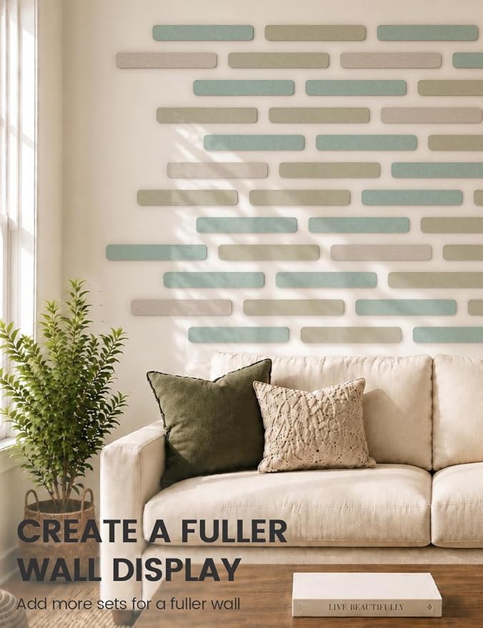 Fluxynara 13" x 2" Felt Wall Panels, Teal Blue | 8-Pack Includes 50 Push Pins and Adhesive Tabs for Photos, Notes and Decor in Bedroom Doors, Home Office or Studios - Image 7