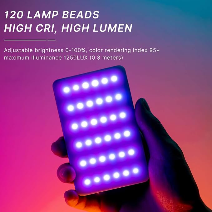VIJIM VL120 RGB Video Light Portable LED Camera Light Panel 0-360Full Color | CRI 95+ 2500-9000K LED 3100mAh Rechargeable DSLR Lighting for Vlogging, Photography, Video Conference - Image 9