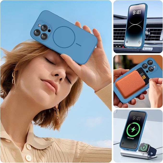 miracase Magnetic for iPhone 14 Pro Max Case, [Soft Anti-Scratch Microfiber Lining], Compatible with MagSafe, Silicone Shockproof Protection Phone Case for iPhone 14 Pro Max,Capri Blue - Image 6