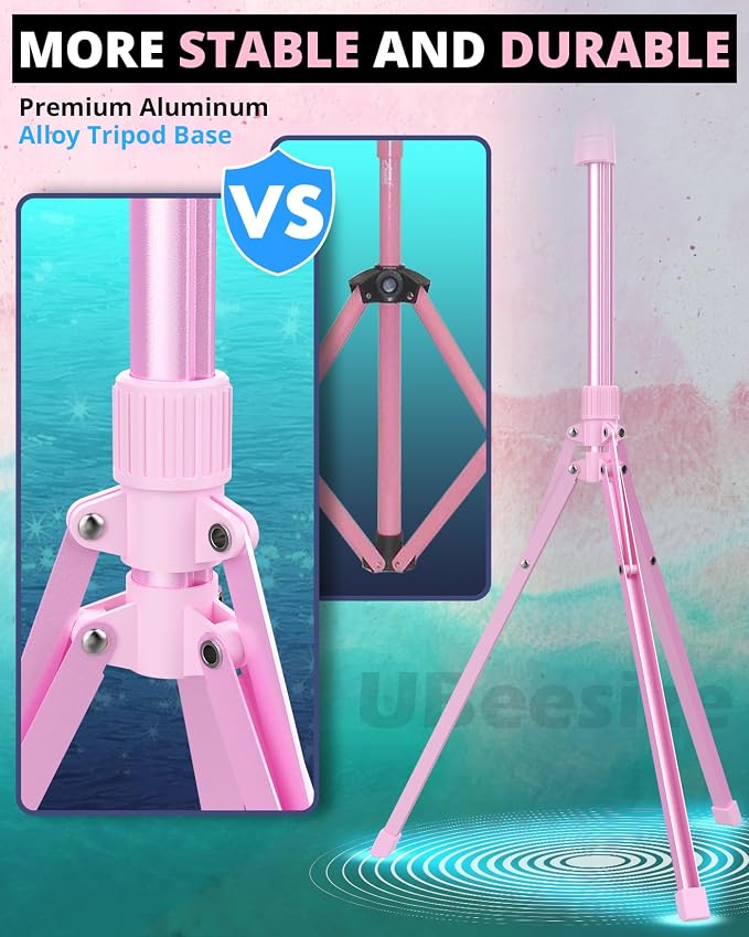 UBeesize 12'' LED Ring Light with 62'' Tripod Stand and Magnetic Phone Holder, Selfie Ring Light for Video Recording, Live Streaming, Compatible with iPhone & Android (Pink) - Image 6