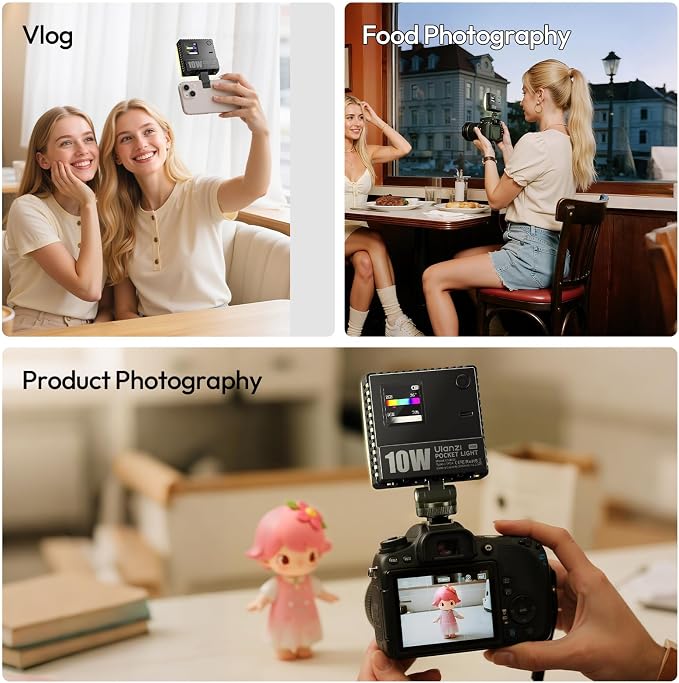 Ulanzi C10 RGB Phone Clip on Video Light,10W CRI≥93 1800K-9000K 3300mAh | Portable Selfie LED Lights, with Cold Shoe Zoom Lighting for iPhone 17 Laptop, Tablet, Camera, Makeup Video Conference Vlog - Image 8