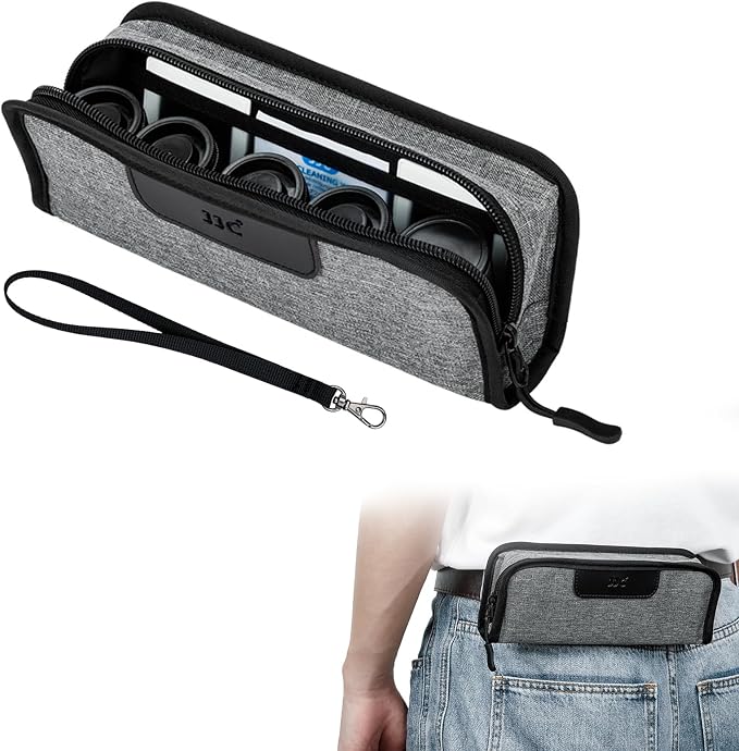 Portable 35mm Film Canister Pouch, Compact Film Carrying Case Storage Bag | Holder Organizer for 5 Rolls of 35mm 135 film, Compact Film Cassette Holder Container Storage Box with Belt Loop and Strap by JJC