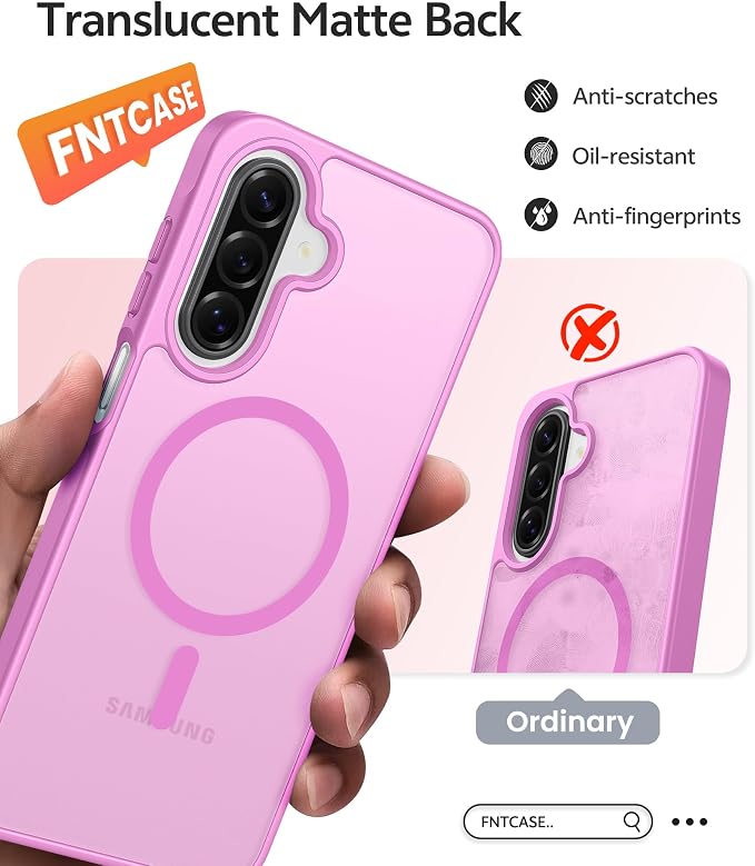 FNTCASE for Galaxy A17/A16 5G Phone Case, Fit for Magsafe, Screen Protector | Translucent Matte, 14FT Military Grade Drop Protection, Slim Shockproof Protective, for Samsung A 17 A 16 Cover, Pink - Image 6