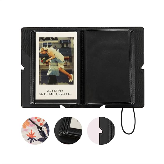 2x3 Instax Mini Photo Album, 28 Pockets. Exotic Floral, 1PK | Portable Wallet Size Album Stores 2x3 inch Instant Photos. Fits Polaroid, Instax Mini, Kodak Mini Prints and Zink. - Image 3