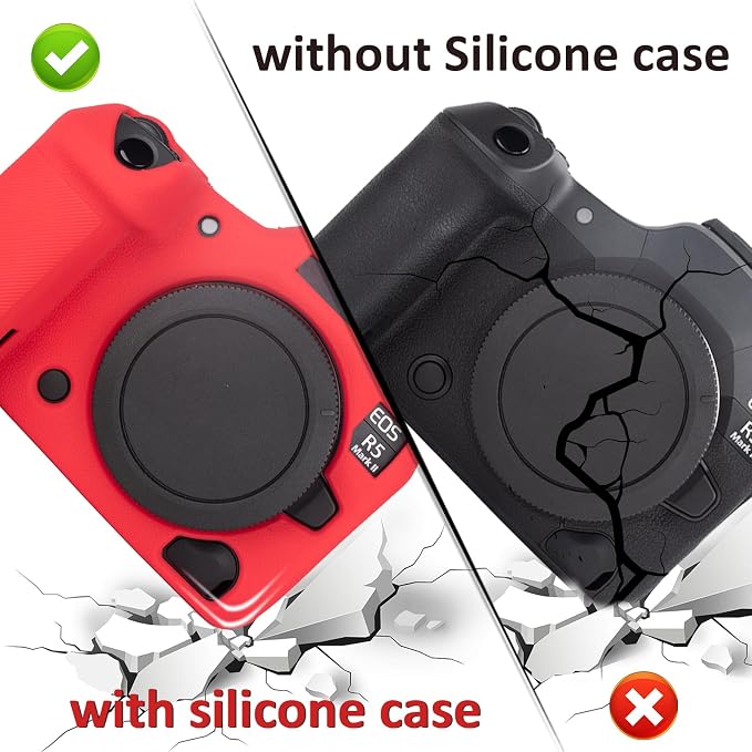 MUZIRI KINOKOO Silicone Case Compatible for Canon EOS R5 Mark II Digital Camera, Soft Rubber EOS R5 Mark II/EOS R5 II Protective case Cover with Anti-Slip Design - Red - Image 4