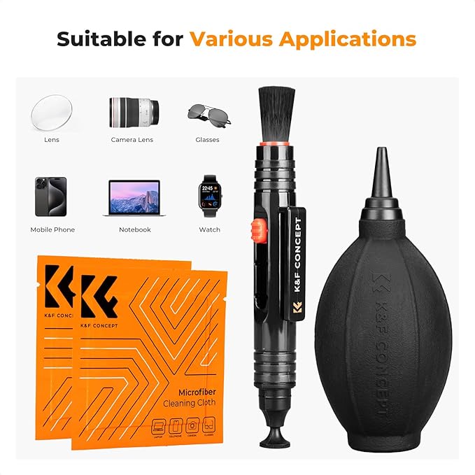 K&F CONCEPT 4 in 1 Camera Lens Cleaning Kit for Photography Beginner | Strong Blower, Multi Pen,Washable Reusable Microfiber Cloth, Precision Dust Removal,for Nikon Sony Canon DSLR Camera,MK06 - Image 6