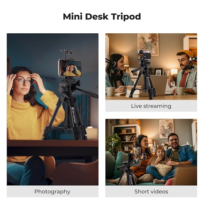 K&F CONCEPT 25" Mini Desk Tripod for Camera Video | Portable Aluminum Tripod for DSLR Cameras Phone, Lightweight Video Tripod for Travel. with Remote Max load 8.8 lbs. S223A0 - Image 2