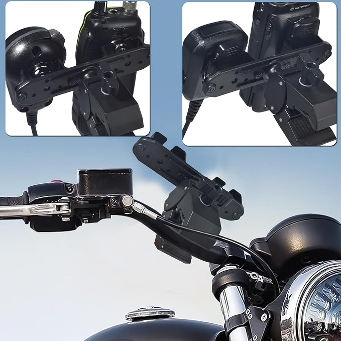 HYS Clamping Mechanism for the Handheld CB Radio/Marine Radio/Walkie Talkie/ Mobile Radio Shoulder Speaker Mic is Strong and the Quick-Release,Belt Clip& Round Knob Holder Base - Image 2