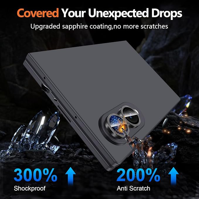 for Samsung Galaxy Z Fold 8 Camera Lens Protector, Individual Metal Ring Tempered Glass Lens Cover, [Strong Adsorption] Scratch Resistant Ultra-Thin HD Clear Lens Cover, 1 Set-Black - Image 5
