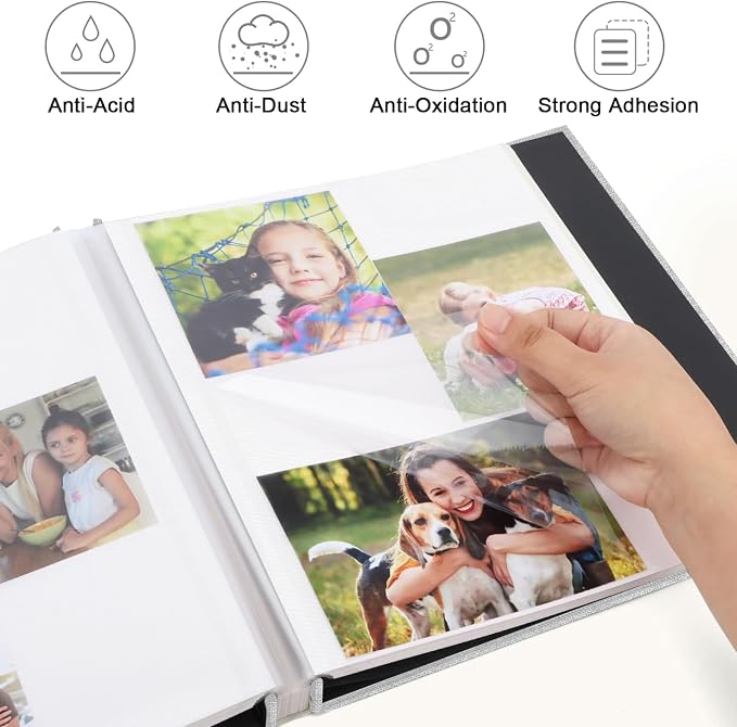 Zesthouse Photo Album Self Adhesive Pages, 60 Pages Magnetic Scrapbook Albums with Sticky Page, Photos Album Holds 8x10 & 5X7 & 4x6 & 6x8 & 3x5, Large Picture Book Ideal Gift for Family Wedding Baby - Image 3