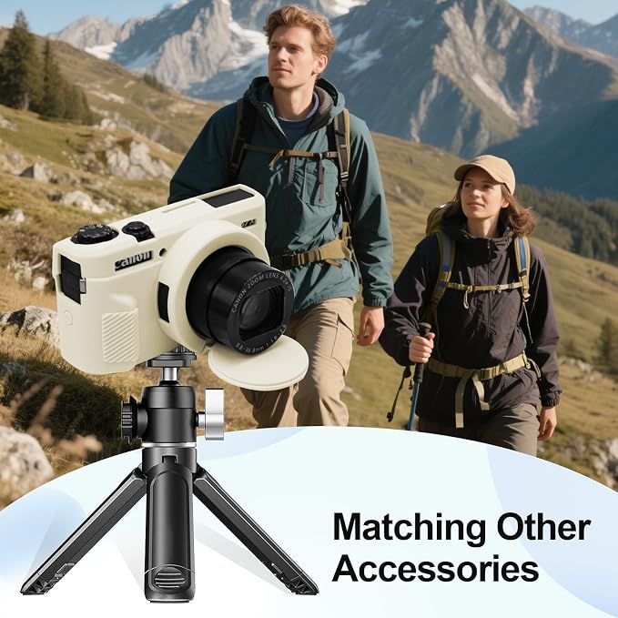 Case with Removable Lens Cover for Canon G7X Mark II/G7XII Camera(Beige) | Soft Silicone Camera Protective Case,Slim Fit,Anti-Scratch,Dustproof,Shockproof,Camera Accessories,For Travel,Daily Use - Image 6