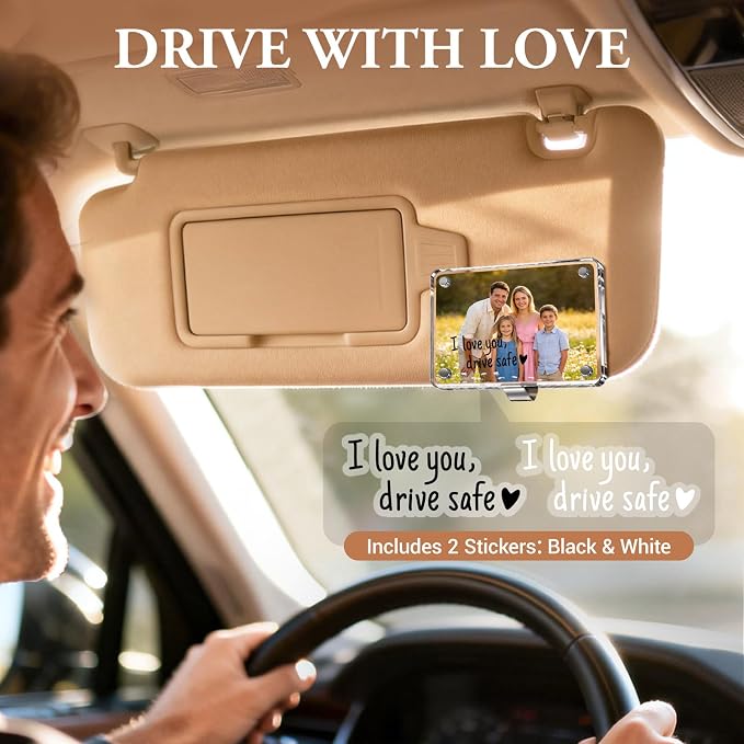 CoBak 1 Pack Acrylic Car Photo Holder, Magnetic Personalized Car Visor Clip, Fathers Day Gifts for Dad, Car Accessories & Car Decor for Men, Him, to Display Family & Personal Photos - Image 3