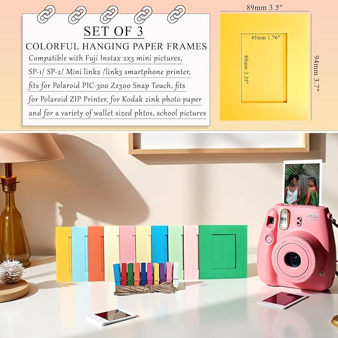 30pcs Paper Picture Frames for Instax Mini Film 2x3 Wall Hanging Kit (Pack of 2) - Image 3