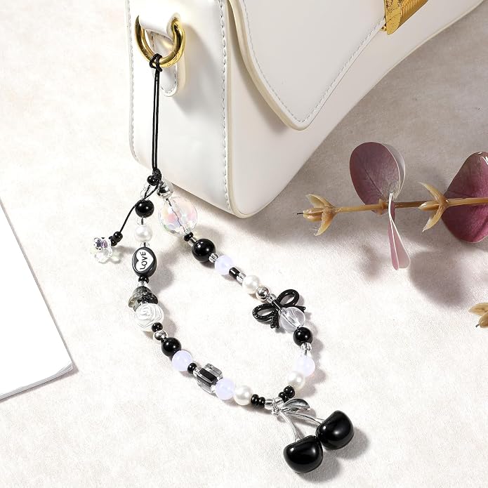 Ouligay Cherry Phone Charm Strap Cute Phones Lanyard Wrist Beaded Camera Strap Wrist Chain String for Bag Case Bags Pendants Decor Chains Small Gifts for Best Friend Sister - Image 4