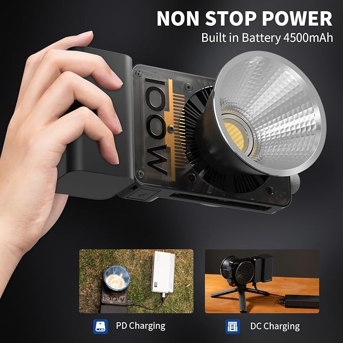 ZHIYUN CINEPEER CX100 100W LED Video Light Portable Photography COB Light | Bi-Color COB Continuous Output Lighting 2700K-6500K for Filmmaking/Live Streaming/Videography/Studio Light for TK YouTube - Image 6