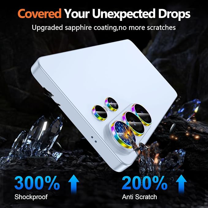 for Samsung Galaxy S26 Ultra Camera Lens Protector, Individual Metal Ring Tempered Glass Lens Cover, [Strong Adsorption] Scratch Resistant Ultra-Thin HD Clear Lens Cover, 1 Set-Colorful Ring - Image 5