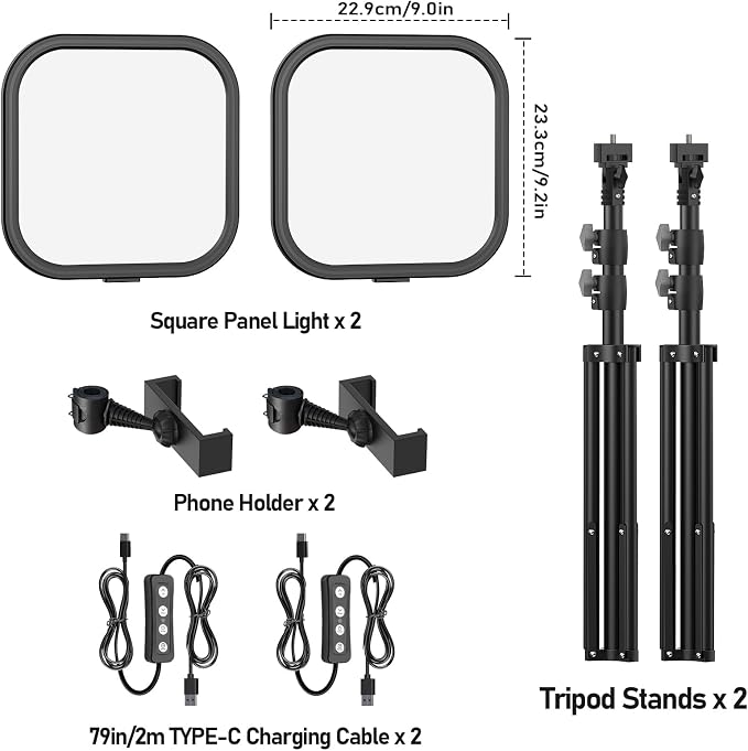 2Pack LED Video Light Kit, Hagibis 15W Photography Lighting Kit, 78" Dimmable Studio Lights with Tripod, 2500-8500K Stream Light for Video Recording, Game Streaming, Photography, Tiktok, YouTube - Image 7