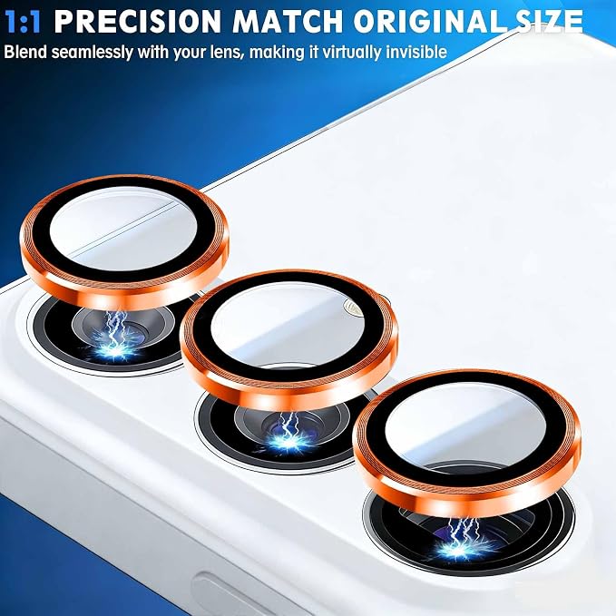 SiHPuoy 2Set Camera Lens Protector for Samsung Galaxy S26/S26 Plus, Orange | 9H+ Tempered Glass, Military Grade Shatterproof,Anti-Scratch, Case Friendly,HD Metal Camera Cover,Does not Affect Night Shots - Image 5