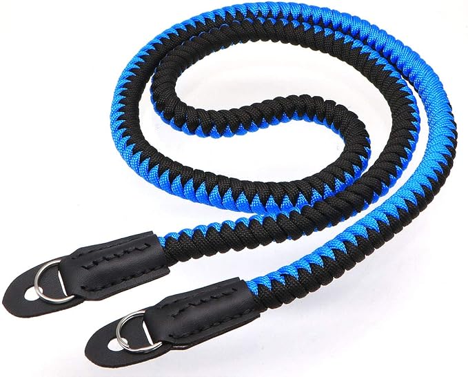 Paracord Woven Camera Neck Shoulder Strap Belt Hand Compatible with Canon Nikon Sony Olympus Pentax Fujifilm Panasonic SLR DSLR Digital Mirrorless Cameras 42 inch Black Blue - Image 4