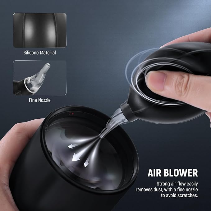 NEEWER 12 in 1 Camera Lens Cleaning Kit for Electronics, Phones, Tablets, 1x Lens Brush Pen + 1x Air Blower + 1x Cleaner Spray + 3X 24mm Full Frame Sensor Swab + 6X Cleaning Cloth, HM-49 - Image 2