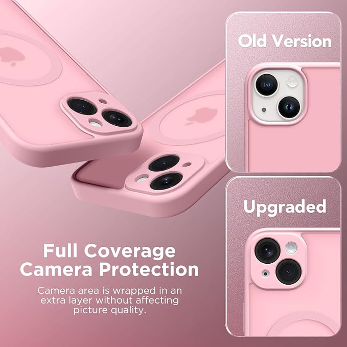CAPRARO for iPhone 14 Case, Compatible with MagSafe | Upgraded [Full Camera Protection] Shockproof Protective Slim Translucent Matte Magnetic Phone Case 6.1'', Peach Pink - Image 6