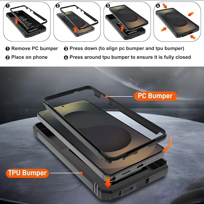 Gritup for Samsung Galaxy S26 Ultra Case: 2*Screen Protector | Slide Camera Cover | Build in 360° Rotating Ring Kickstand | Military Grade Protective Cover for Samsung S 26 Ultra, Black - Image 4
