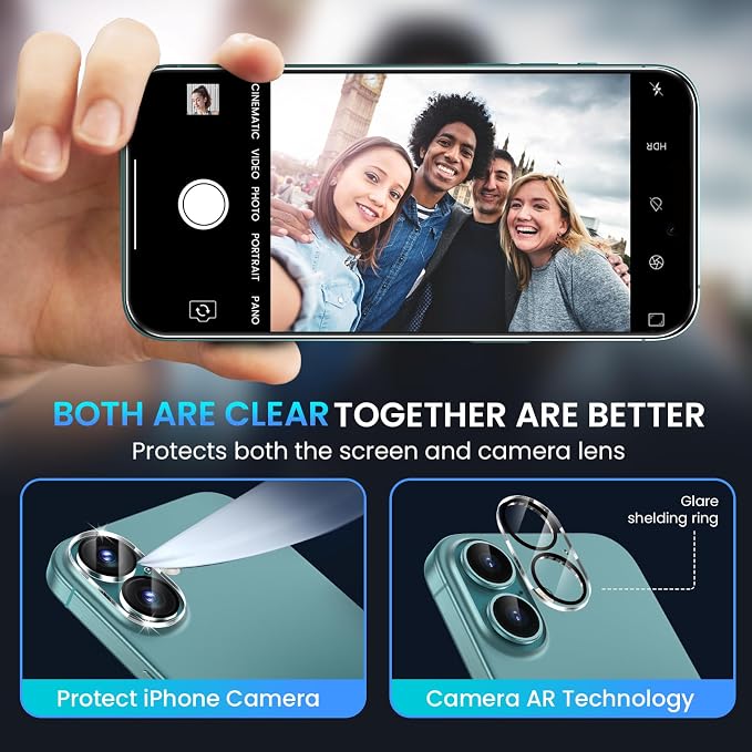 Fotbor for 3Pack iPhone 16 Plus Screen Protector with 3Pack Camera Lens Protector, 9H+ Tempered Glass Easy Installation Kit, Case Friendly iPhone 16 Plus - Image 5