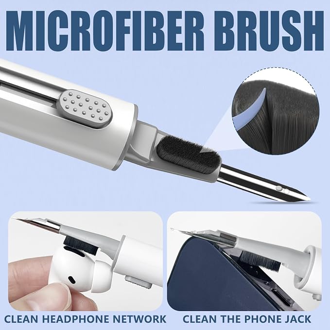 Inesore for AirPod Cleaning Kit, for Phone Earbuds Electronics (White) | Metal Tip, High-Density Soft Brush, Flocked Sponge Tip, 3 in 1 Design, Compact & Lightweight, Easy Operation, Easy to Carry - Image 5