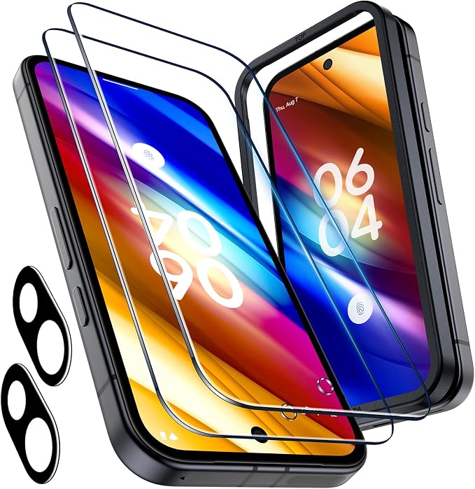 LK 2+2 Pack for Google Pixel 10a Screen Protector + Camera Lens Protector | Fit Lens Cutouts Ports, Max Coverage, HD Clear 9H Laptop Tempered Glass for Google Pixel 10 Pro XL, Easy Install by LK