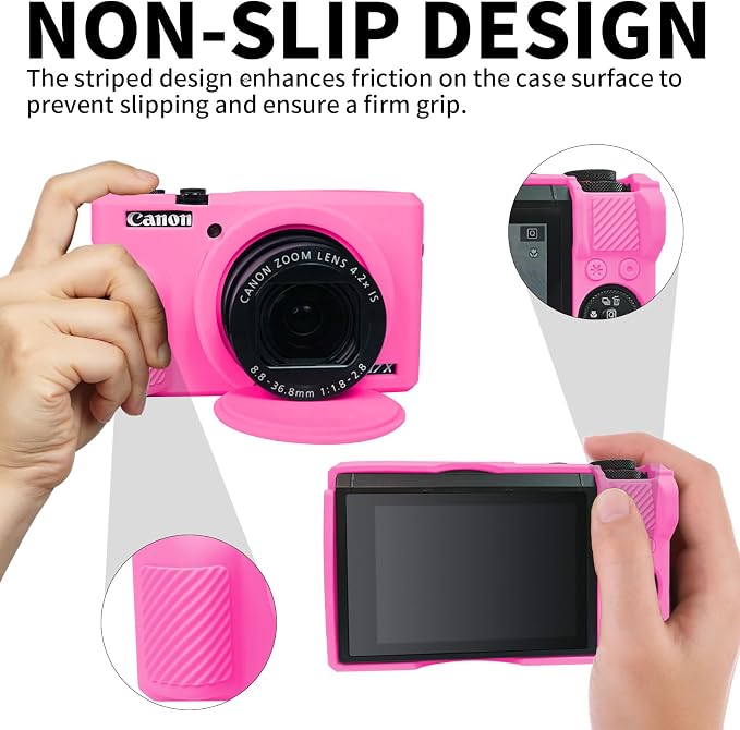 Easy Hood Camera Case Cover for Canon Powershot G7X Mark III (Rosy Pink) | With Removable Lens Cover,Soft Silicone Protective Case,Anti-Scratch,Slim Fit,Enhanced Grip,Lightweight Camera Accessories - Image 3