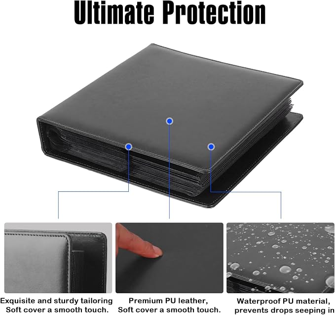 Aevdor 8x10 Photo Album, 168 Photos, Leather Cover, Black | Large Capacity, Side-Loading Clear Pockets, Vertical 8x10 Layout, Black Inner Pages, Wedding, Travel, Baby & Family Memories - Image 8